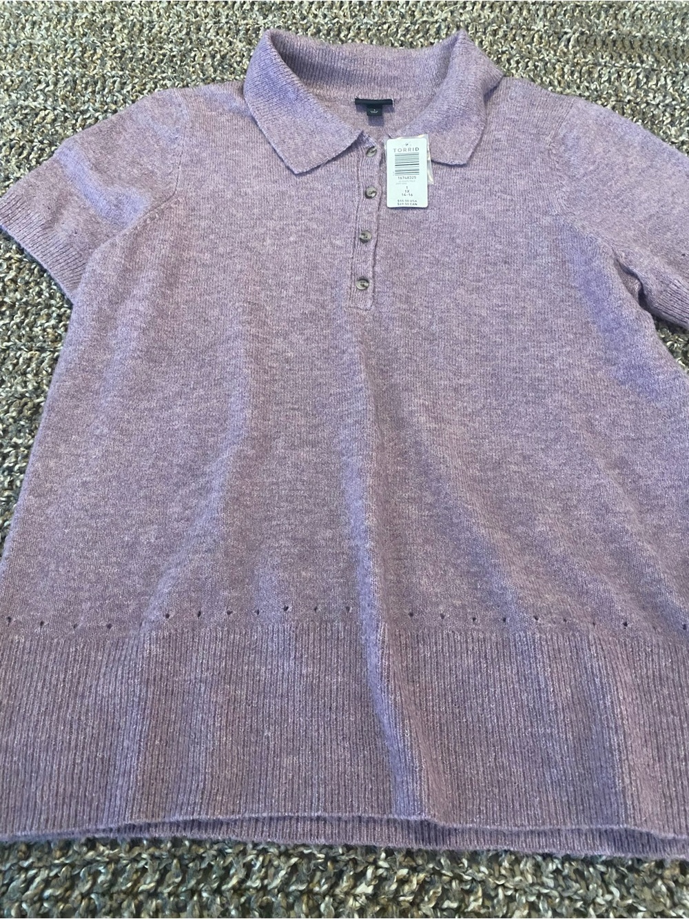 Torrid Lavender Short Sleeve Knit Polo Button-Down